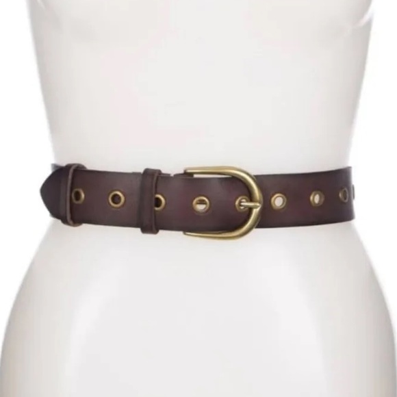 FRYE WOMENS LEATHER BELT WIDE WITH GROMMETS BROWN SIZE MEDIUM LARGE  NWOT main image 5